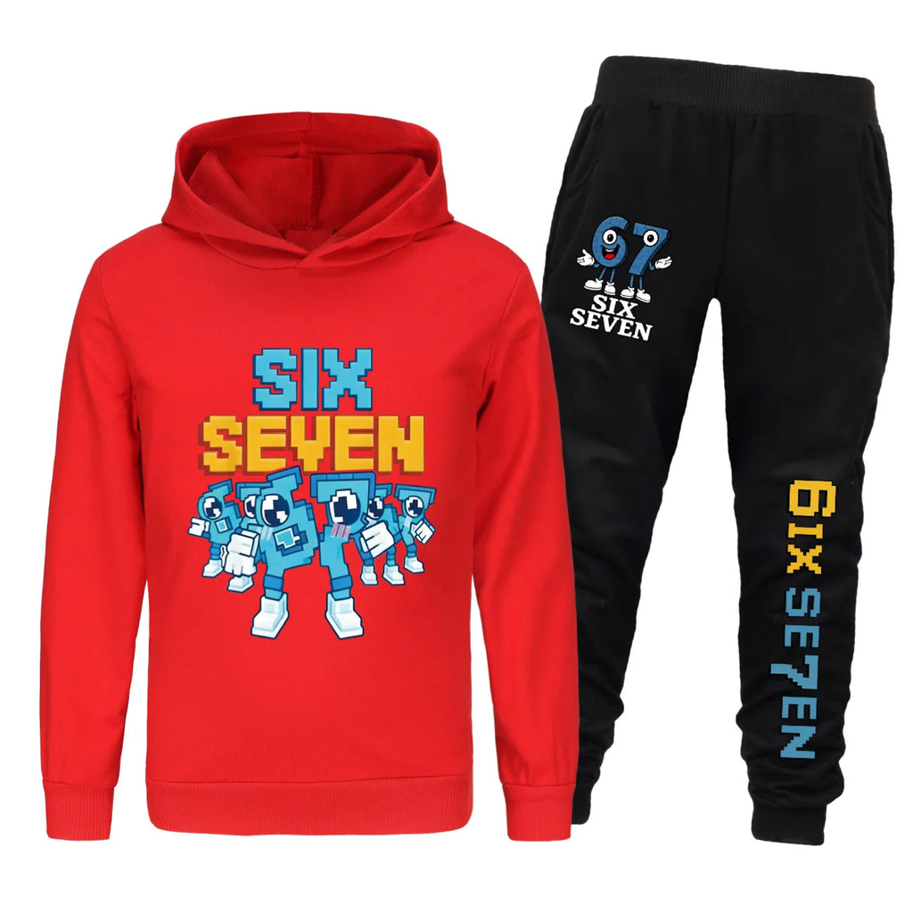 Conjunto de ropa para niños de seis siete dibujos animados rouba un Brainrot niños niñas Sudadera con capucha + Pantalones 2 uds conjunto de chándal para niños pequeños trajes para niños