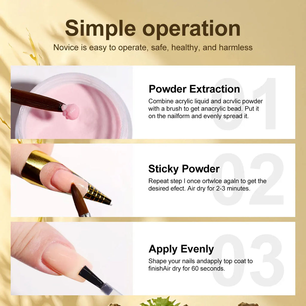 LIMEGIRL-polvo acrílico para uñas, 5 colores, profesional, rosa, claro, blanco, polímero desnudo para extensión de uñas, polvo fino de calidad para salón