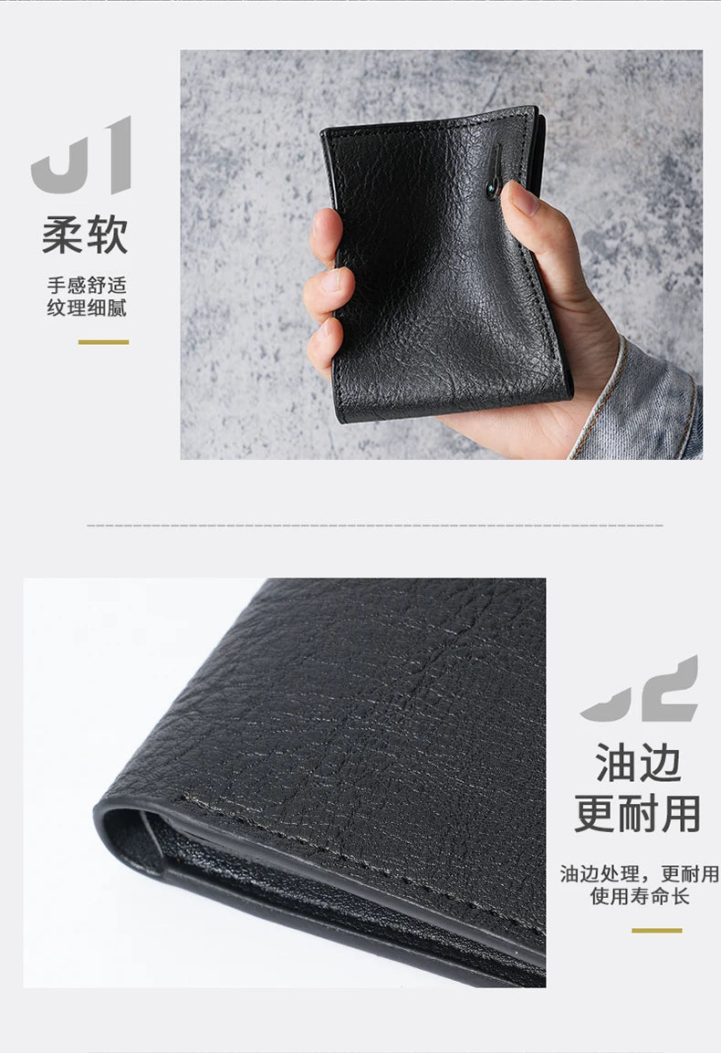 Cartera corta multitarjeta para hombre, billetera informal de moda, delgada, doble pliegue, horizontal, suave, nueva