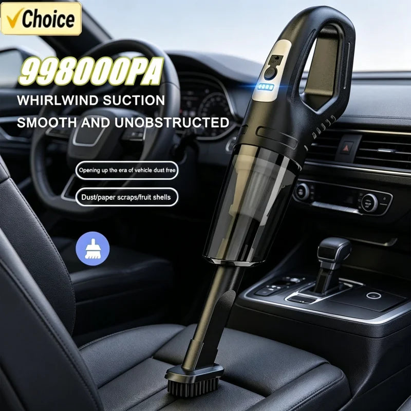 Aspiradora Inalámbrica de Mano con Gran Potencia de Succión, Recargable con Carga Rápida para Coche, Hogar y Eliminación de Pelo de Mascotas