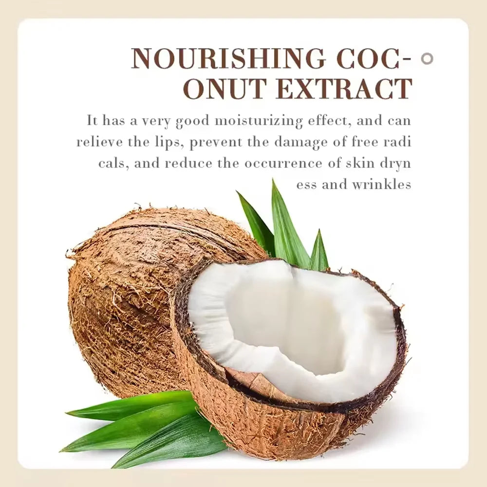 Bálsamo labial de coco - Nutrimento y humedad duraderos para hombres y mujeres - Bálsamo labial para el cuidado diario