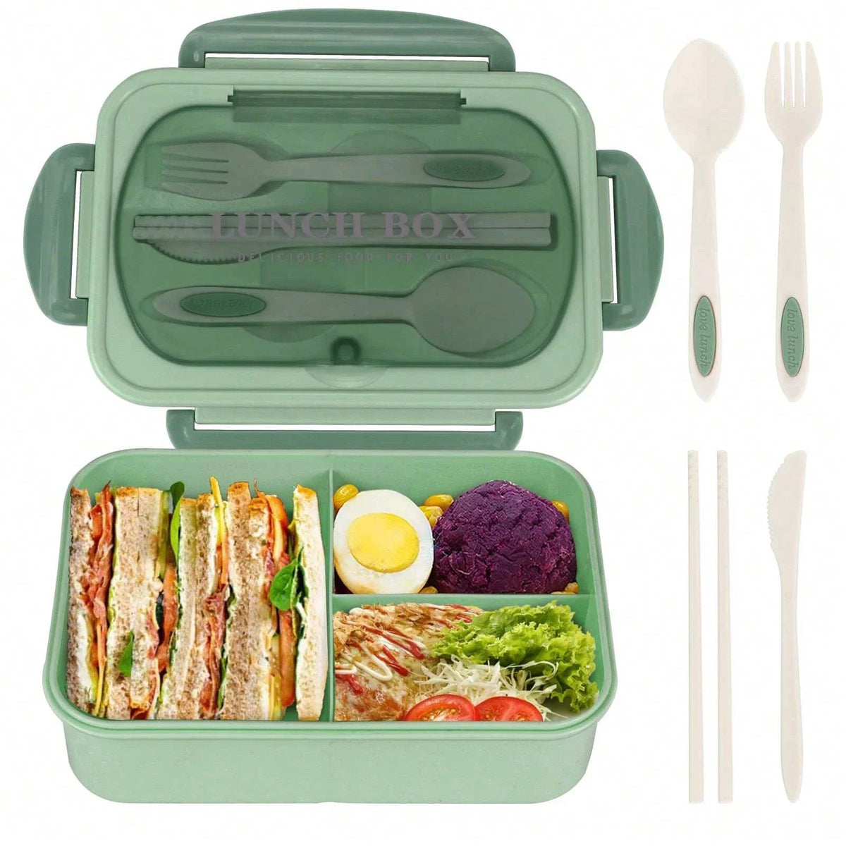 Fiambrera Bento Box para adultos, contenedores para adultos, hombres y mujeres con 4 compartimentos, contenedor de comida Lunchable, regreso a la escuela