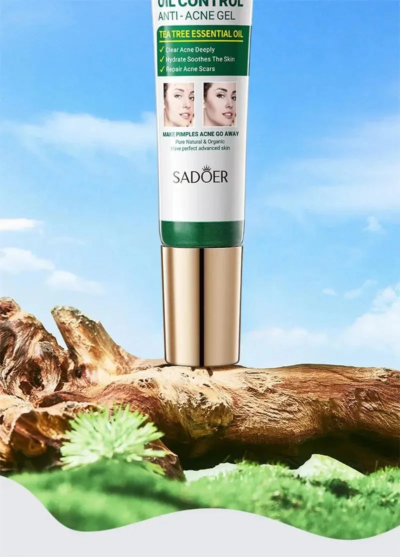 Crema para eliminar el acné del árbol de té, Control de aceite hidratante suave para el rostro, Gel Facial para eliminar el acné, espinillas, belleza y salud