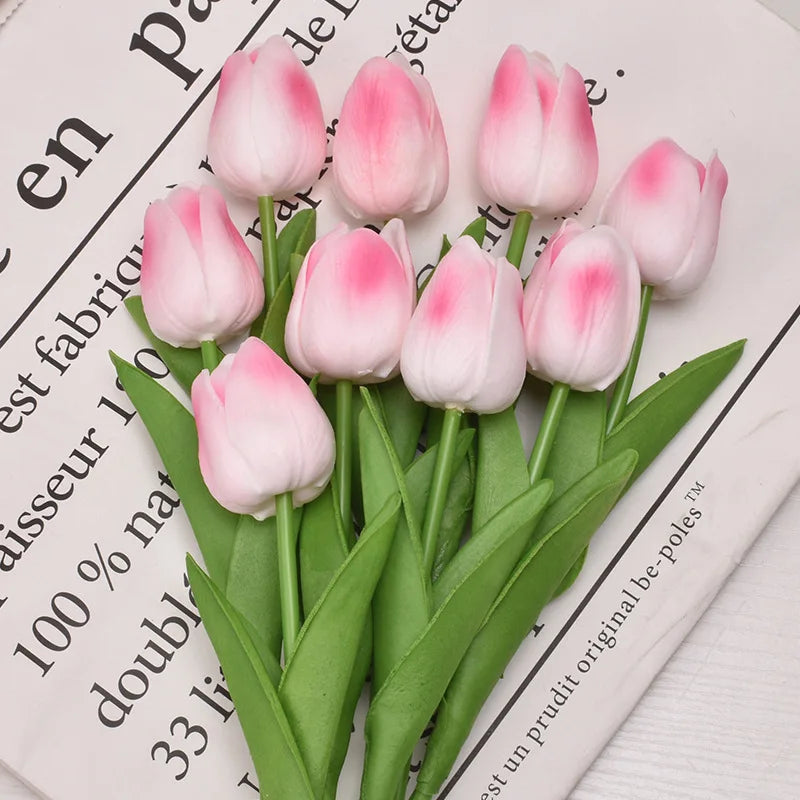 3/5/10/15/20 piezas tulipanes flores artificiales ramo de flores de tacto Real tulipanes flor falsa para decoración del hogar de la boda