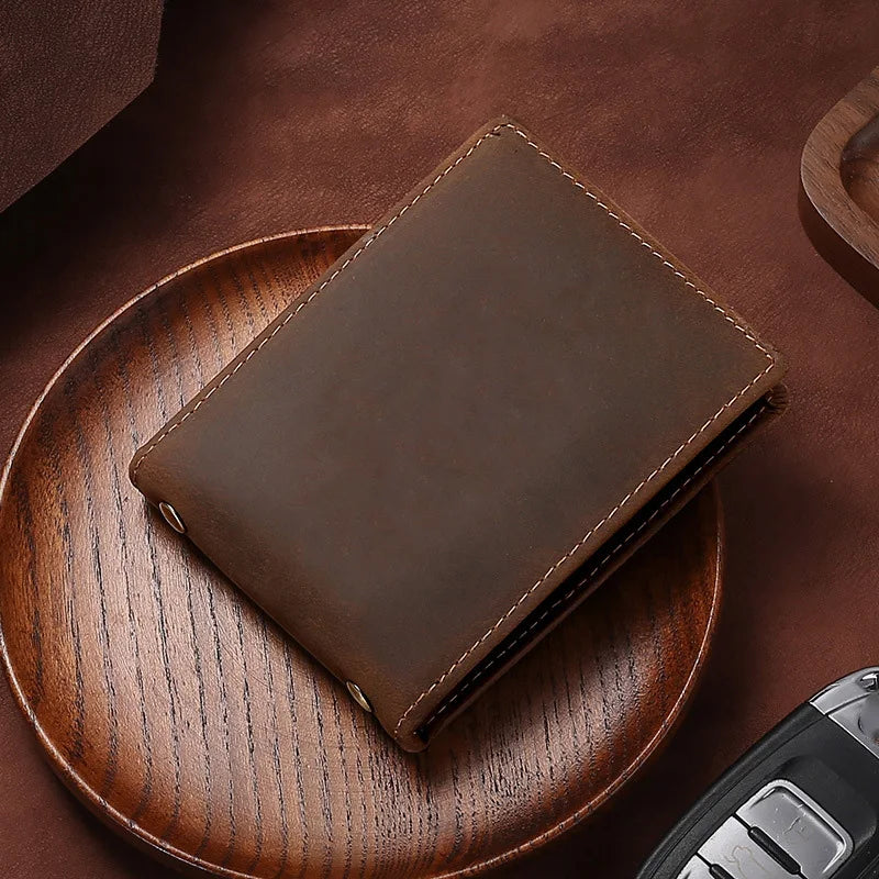 Tarjetero de cuero auténtico para hombre, cartera para documentos de coche, de alta calidad, para licencia de conducir, 8,2x10,5 cm