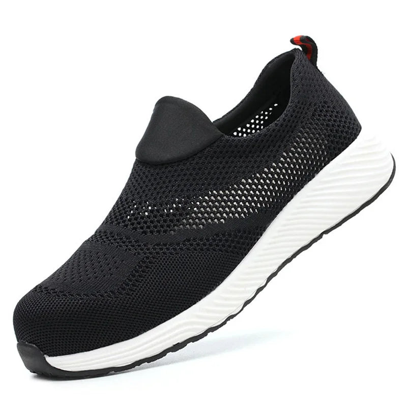 Zapatillas de trabajo ligeras de malla de verano, zapatos de seguridad protectores con punta de acero para el trabajo, zapatos de construcción transpirables para hombres y mujeres, botas de trabajo para hombres