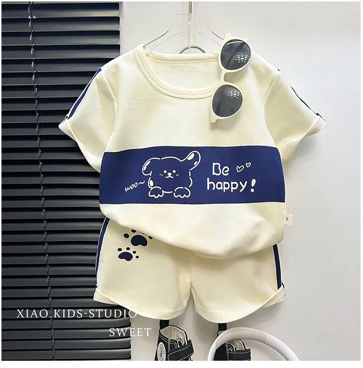 Traje de manga corta para niños, conjunto a rayas para niñas y niños, Tops de verano + ropa corta para bebés, novedad de 2024