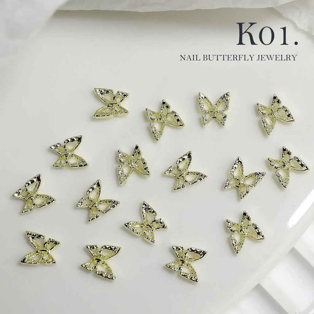 20 piezas de diamantes de imitación de mariposa de aleación para uñas, arte de uñas estereoscópico 3D, accesorios de diseño de manicura DIY de lujo