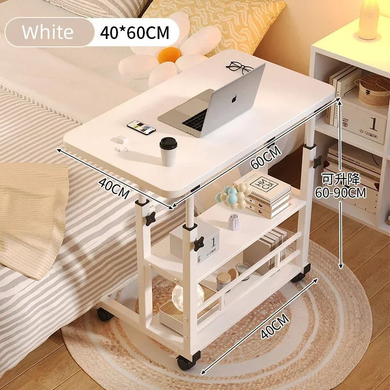Escritorio para ordenador portátil ajustable Simple con ruedas, mesita de noche móvil, mesa elevadora para ordenador, escritorio para dormitorio, oficina, mesa de estudio portátil