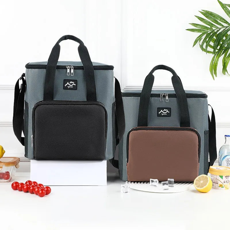 Color a juego de moda, bolsa de almuerzo cuadrada simple, bolsa de hielo portátil para acampar, trabajadores de oficina de gran capacidad, bolsa de comida