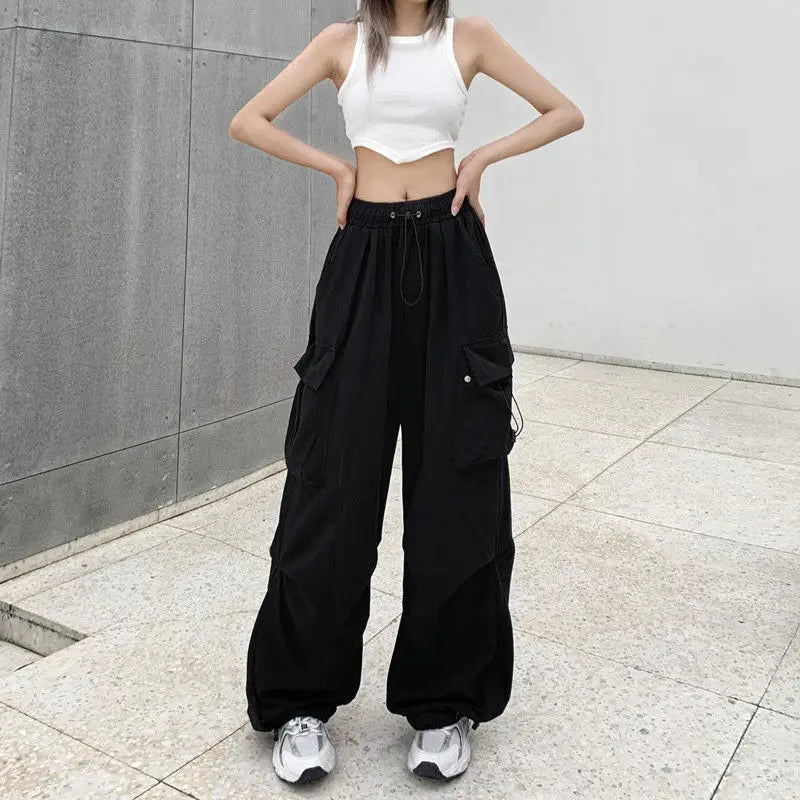 New In Women's Sweatpants Casual Matching Wide Leg Pant Chic Sportswear Loose Cargo Pants Drawstring Joggers Baggy Streetwear