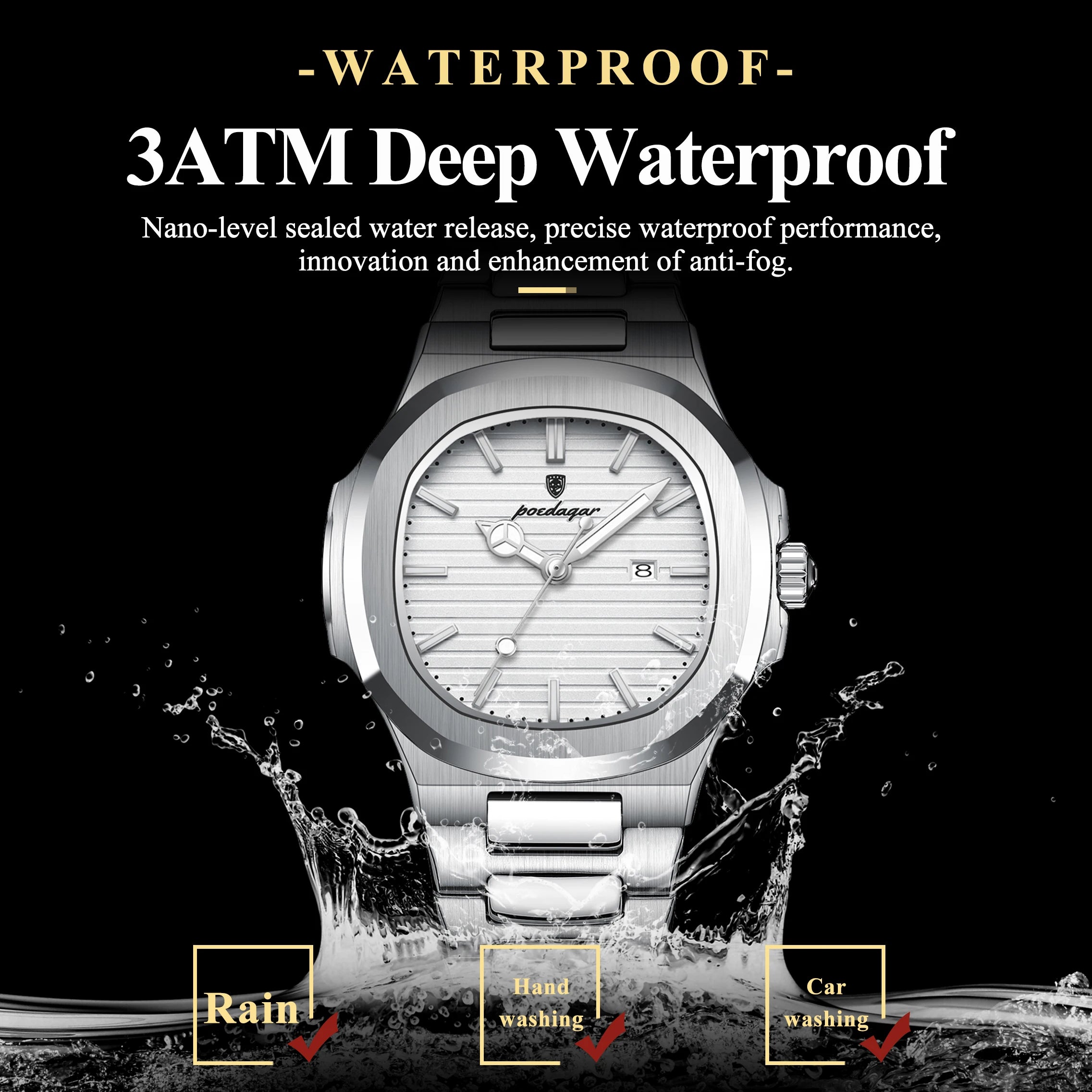 POEDAGAR, reloj de pulsera exquisito para mujer, resistente al agua, fecha luminosa, relojes de moda para mujer, reloj de cuarzo de acero inoxidable para mujer