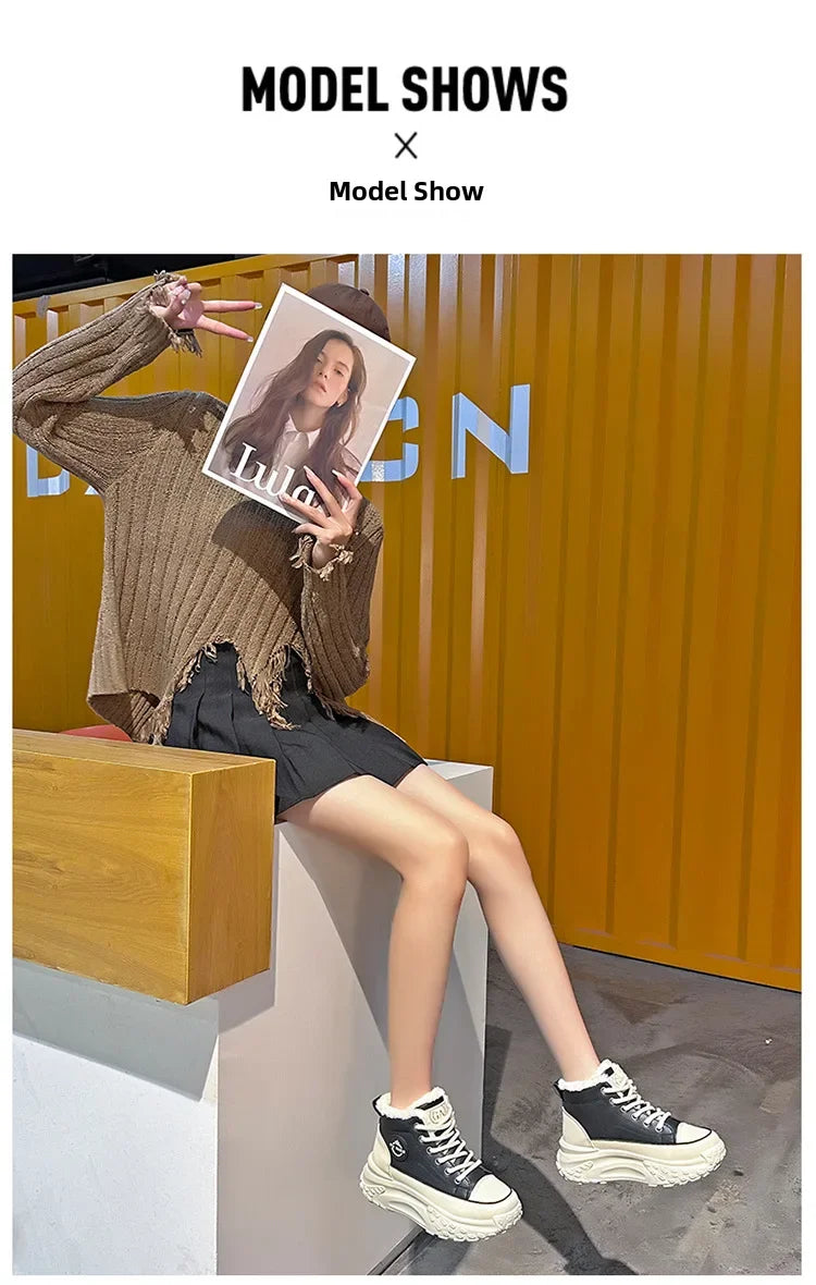 Botas planas de nuevo estilo para mujer, zapatos de algodón cálidos y gruesos con forro polar, zapatos blancos pequeños de alta calidad, Hx-q037, invierno 2023