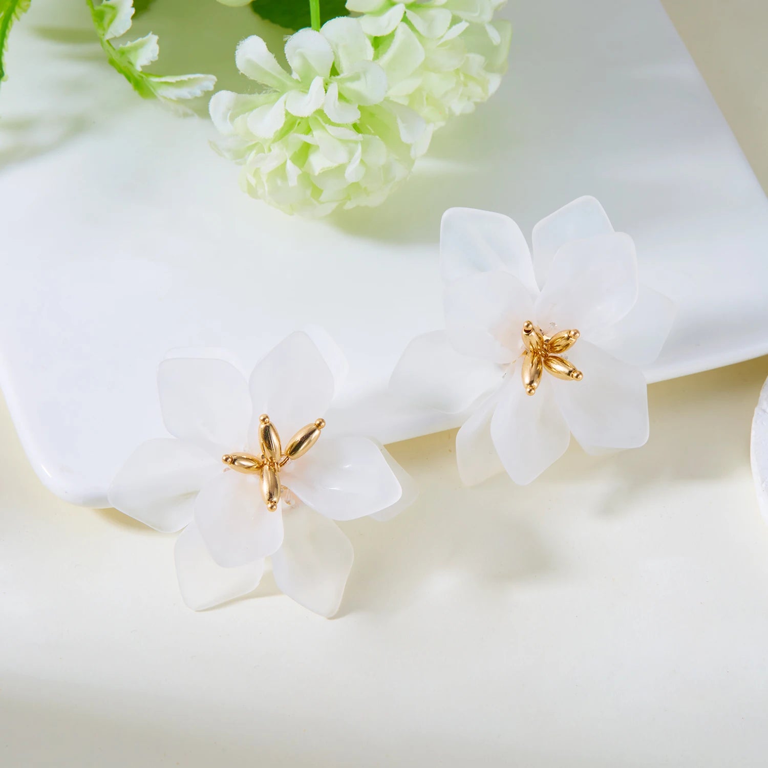 Pendientes de Flores Grandes de Acrílico Estilo Bohemia para Mujer, Pendientes de Botón con Flores Verdes, Blancas, Rojas y Amarillas, Joyería para Fiestas y Bodas