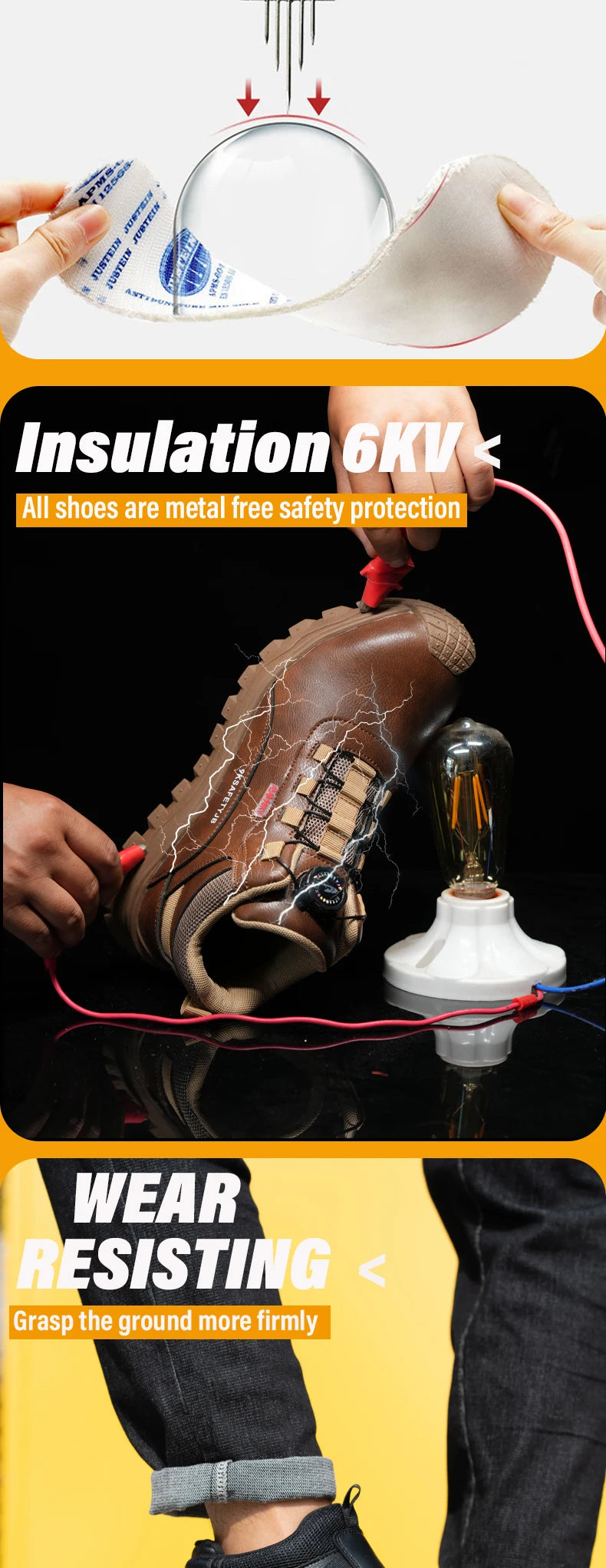 Zapatos de seguridad para el trabajo con aislamiento de 6KV, botas de trabajo impermeables antideslizantes para hombres y mujeres, botas de seguridad con protección de botón giratorio, talla 47 48