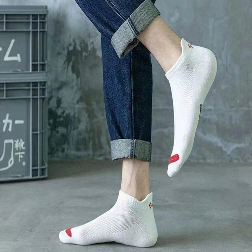 5/10/20/30 pares de calcetines tobilleros para hombre, calcetines invisibles transpirables con letras a la moda, estilo deportivo, a prueba de olores, absorbentes del sudor