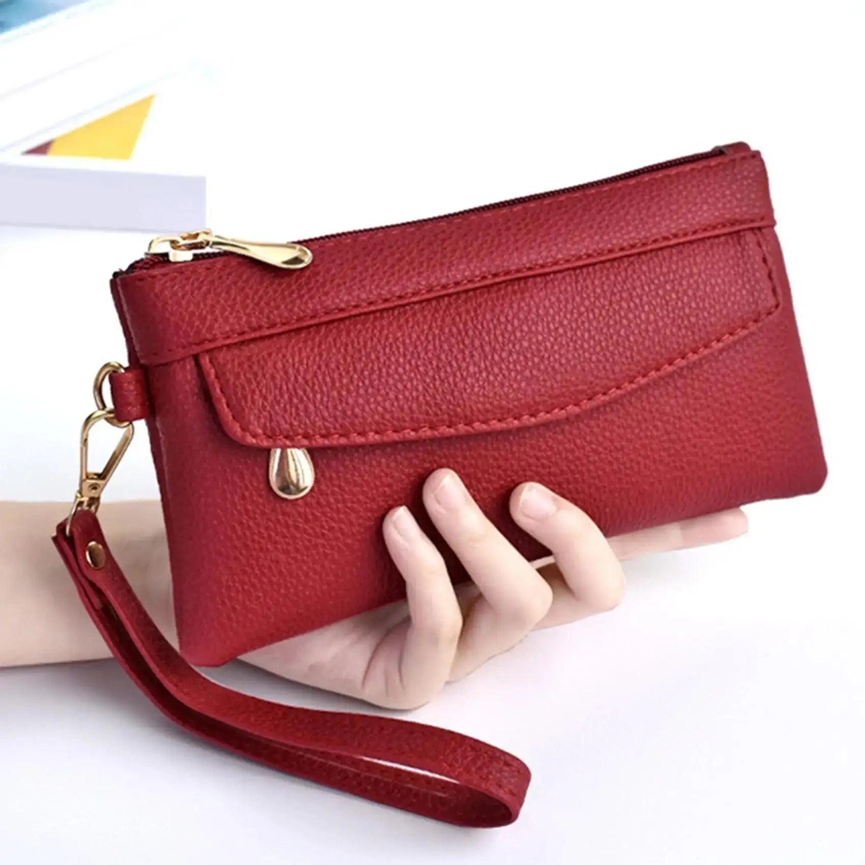 Nuevo Carteras de Pu para mujer, monederos a la moda con Cremallera larga, monedero para mujer, monedero