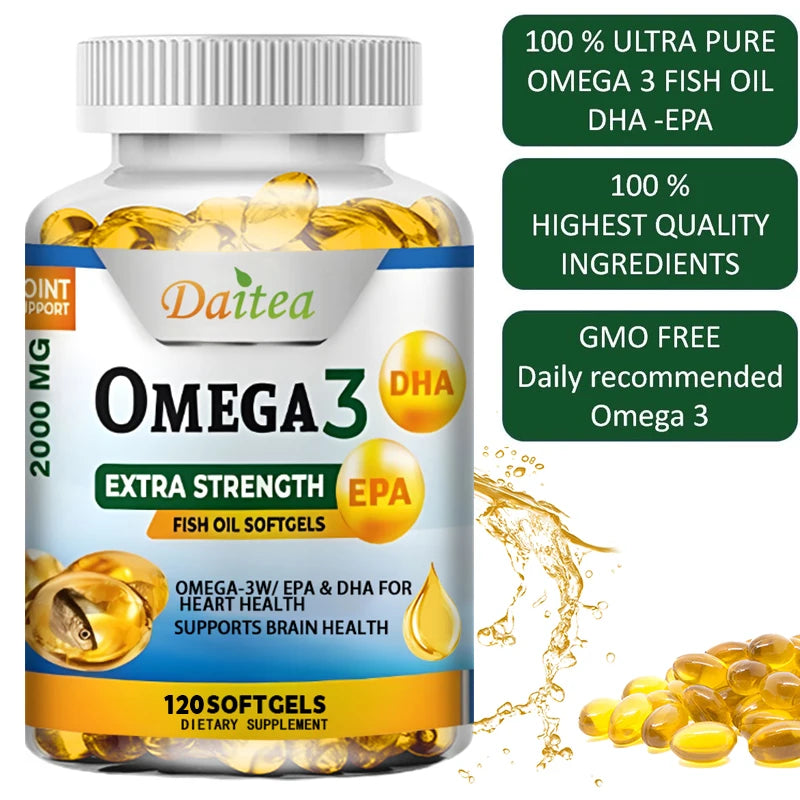 Cápsulas de aceite de pescado Omega 3 que apoyan la salud del sistema cerebral y nervioso, la salud cardiovascular y de la piel, el antioxidante y la inflamación