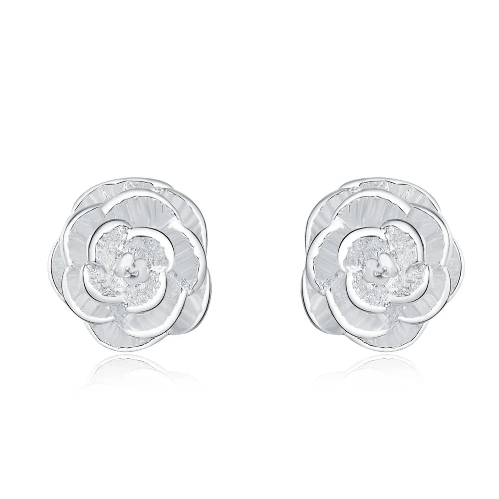 Pendientes de plata de ley 925 con forma de flor para mujer, joyería elegante de 10MM, regalo de boda, venta al por mayor