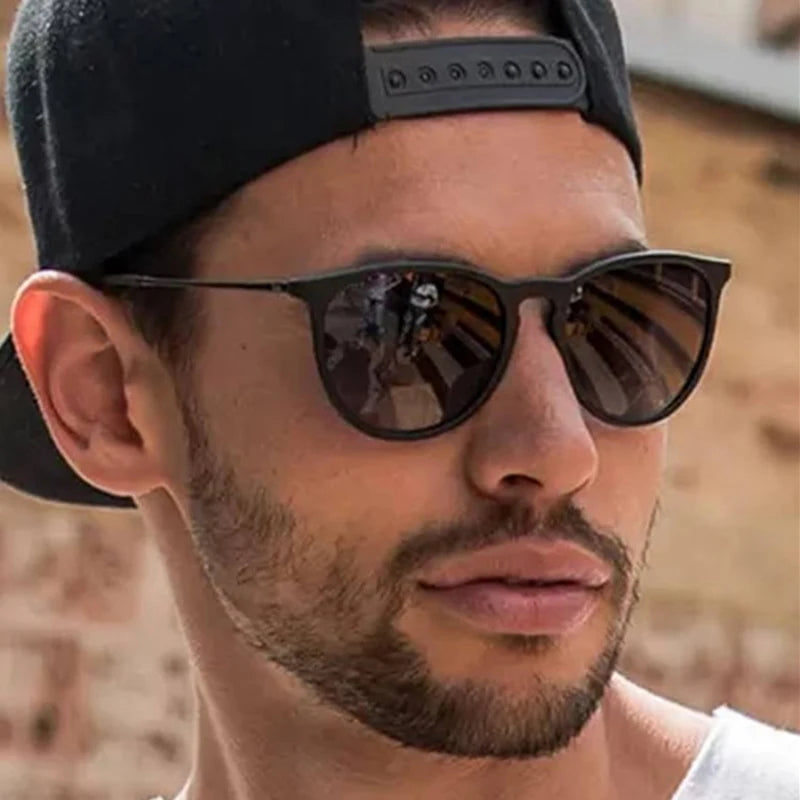 Gafas de sol clásicas con montura metálica populares, gafas de sol redondas para hombres y mujeres, gafas de sol con película reflectante para hombres y mujeres ﻿