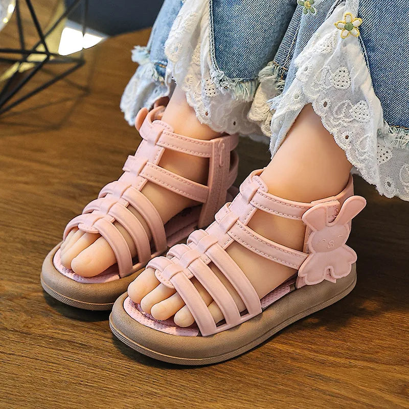 Sandalias de verano para niñas de 1 a 10 años, zapatos bonitos y versátiles de princesa a la moda para estudiantes, Sandalias planas, calzado informal