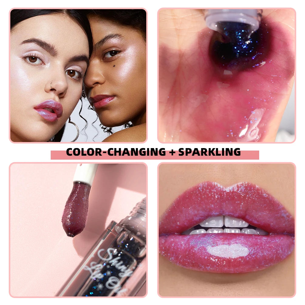 Brillo Labial QIBEST con Efecto Espejo, Hidratante, Cambia de Color, Bálsamo Labial Brillante, Voluminizador, Tinte Labial Diamante de Larga Duración