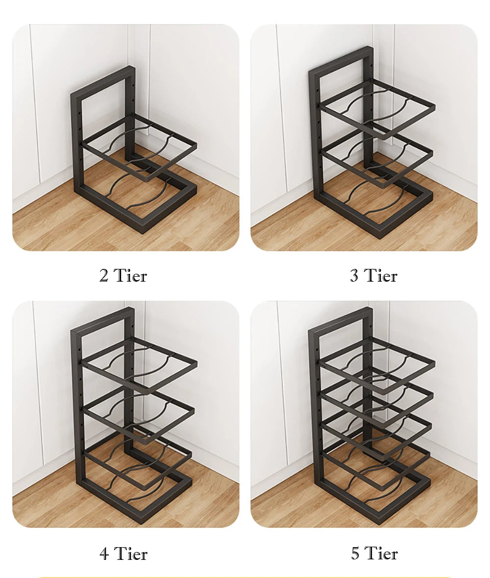 Organizador de estante de ollas ajustable, estante de almacenamiento de ollas de acero inoxidable para cocina, organizador de ollas y sartenes para el hogar multicapa para Cocina