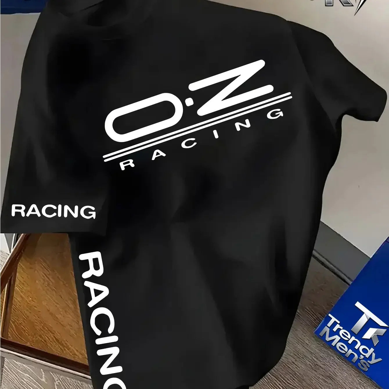 Camiseta de Carreras para Hombre - Manga Corta, Cuello Redondo, Corte Holgado, Estilo Casual y Deportivo con Estampado de Carreras