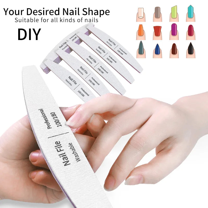 Lima de uñas 100 a 180 herramientas profesionales esmeril para manicura lima 240 papel de lija limas de pulido de Gel para uñas juego pulidor
