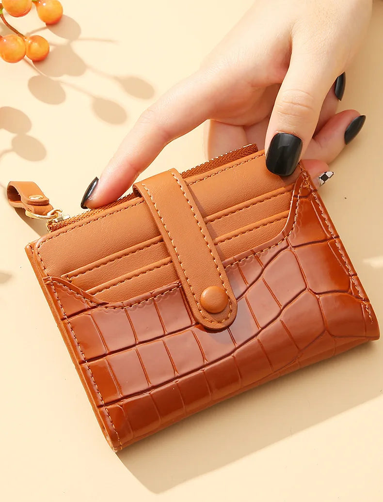 Cartera corta para mujer, monedero pequeño de cuero de marca de lujo a la moda, tarjetero para mujer, bolso de mano para mujer, billetera con Clip para dinero 2023