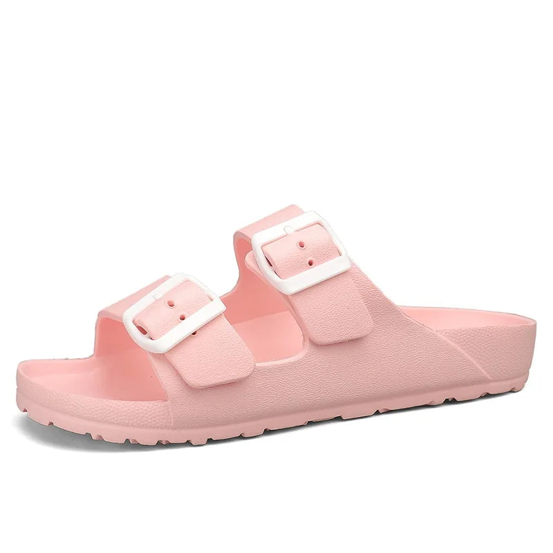 Zapatillas suaves ajustables de verano para hombre, chanclas planas de EVA con forma de nube, sandalias ligeras antideslizantes de Color sólido para playa de talla grande