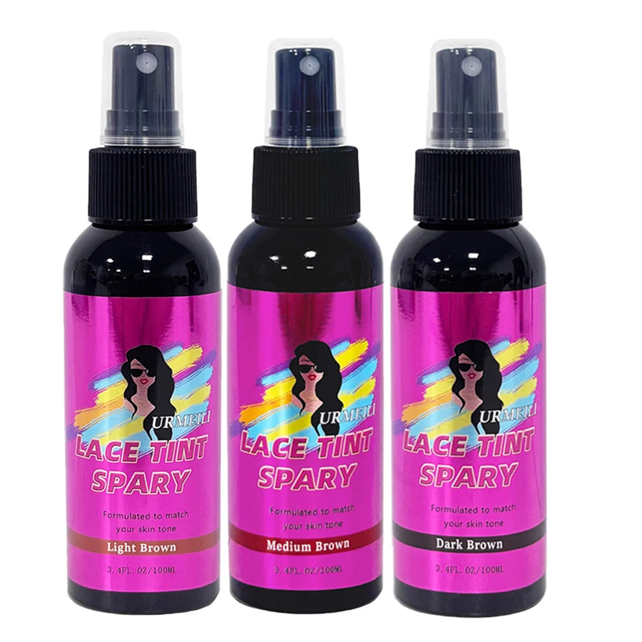 100ML impermeable tinte de encaje Spray corrector Mousse fusión para pelucas cierre de encaje peluquín frontal Control de bordes maquillaje para el cabello