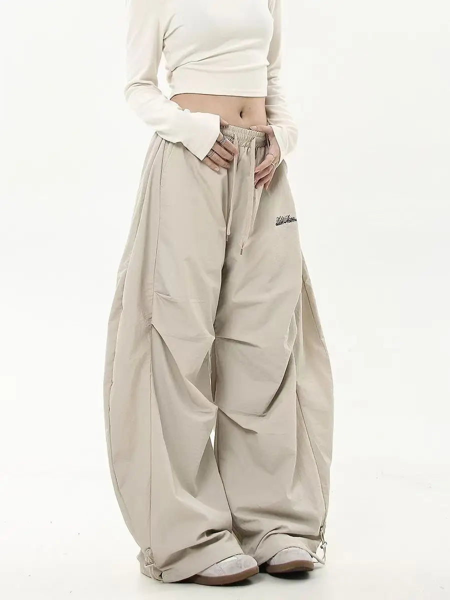 New In Women's Sweatpants Casual Matching Wide Leg Pant Chic Sportswear Loose Cargo Pants Drawstring Joggers Baggy Streetwear