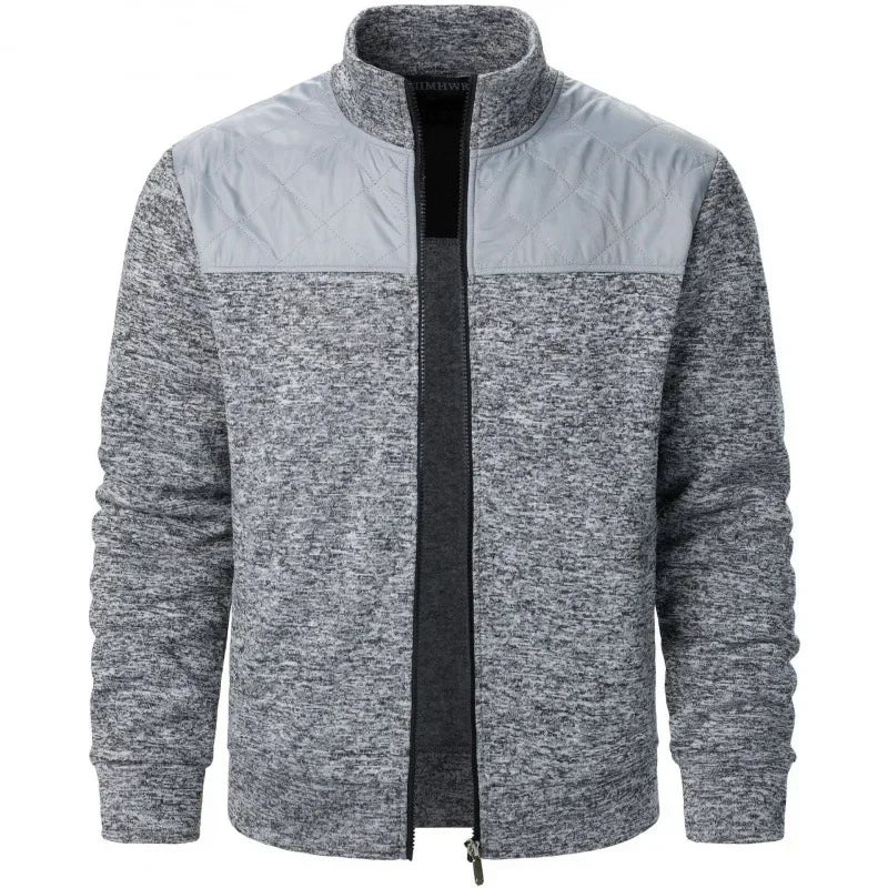 Sudaderas de retales para hombre, chaqueta con cuello levantado, cárdigan ajustado, ropa de calle, ropa deportiva, abrigo informal con cremallera, chándal para exteriores para hombre