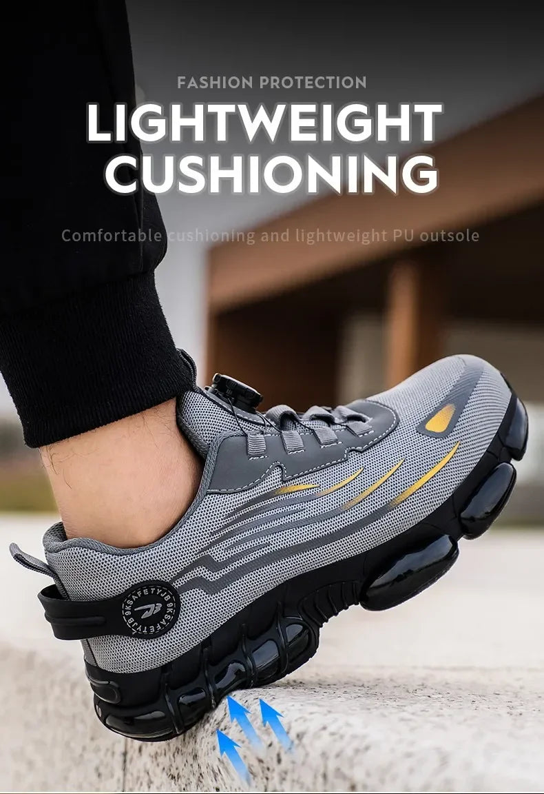 Nuevos zapatos de seguridad para el trabajo, talla 36-48 para mujeres y hombres, zapatillas de deporte con punta de acero para hombres, botas antideslizantes ligeras y transpirables impermeables, trabajo para hombres