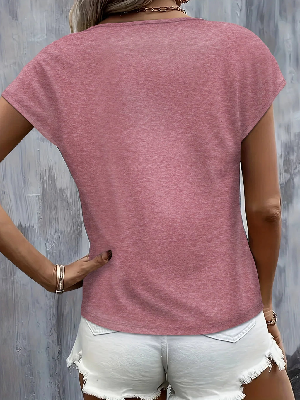 Camiseta holgada de Modal con cuello en V de manga corta para mujer, camiseta transpirable cómoda de manga corta de verano