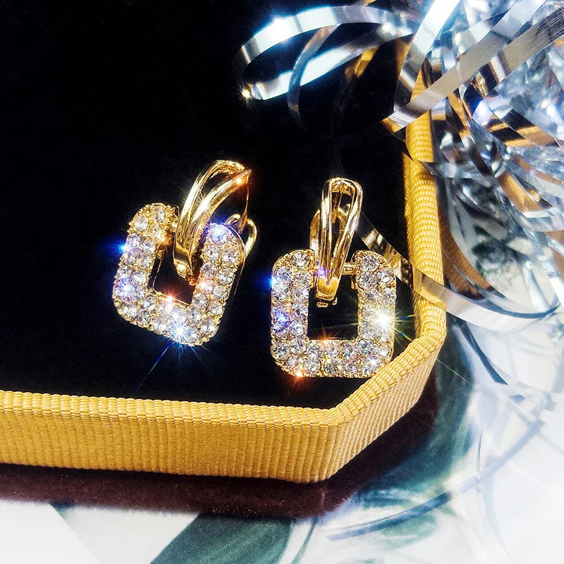 Pendientes cuadrados de cristal de moda coreana con aguja de plata 925 para mujer, joyería 2024, nuevos pendientes de circón de lujo para mujer, regalo