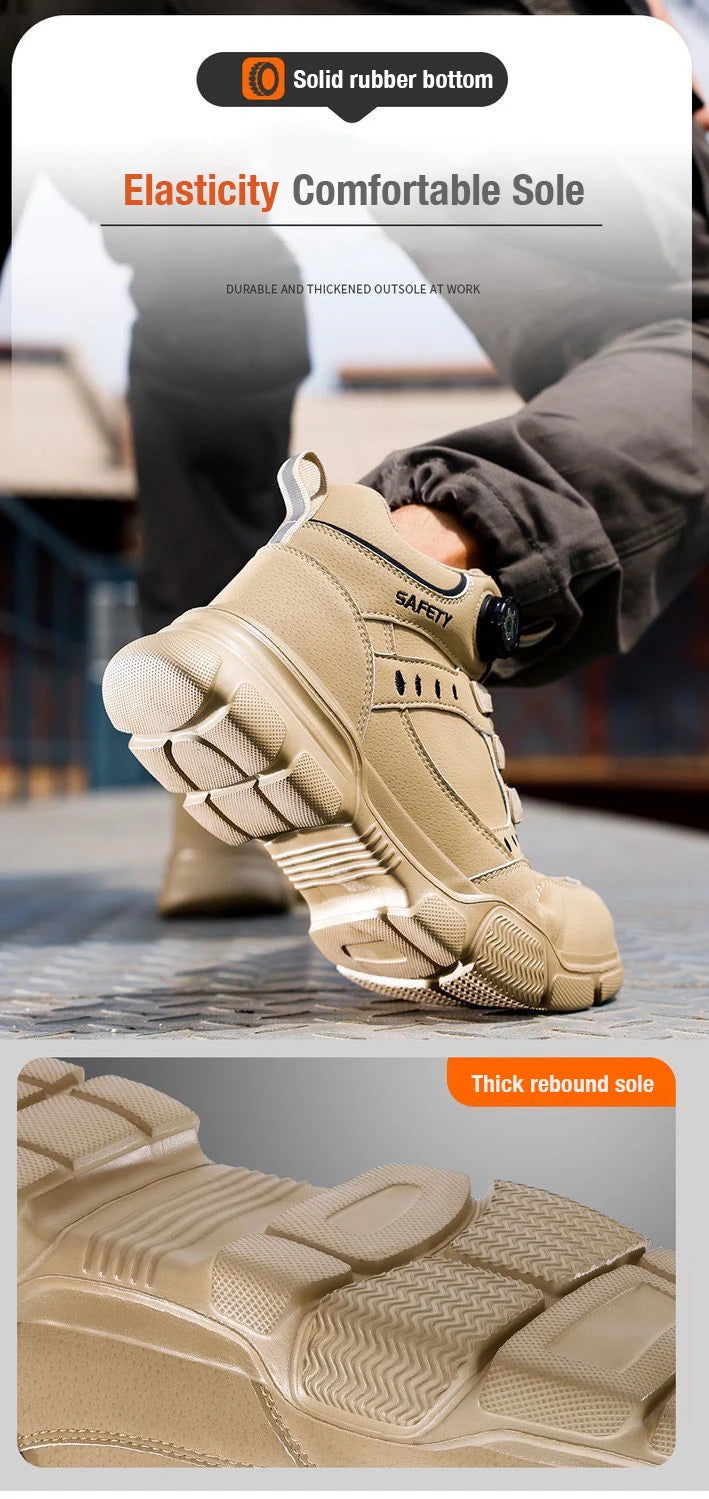 Botas de Trabajo de Seguridad con Punta de Acero para Hombre, Anti-aplastamiento, Resistentes a Pinchazos, con Entresuela de Kevlar, Impermeables, Ligeras, con Hebilla Giratoria