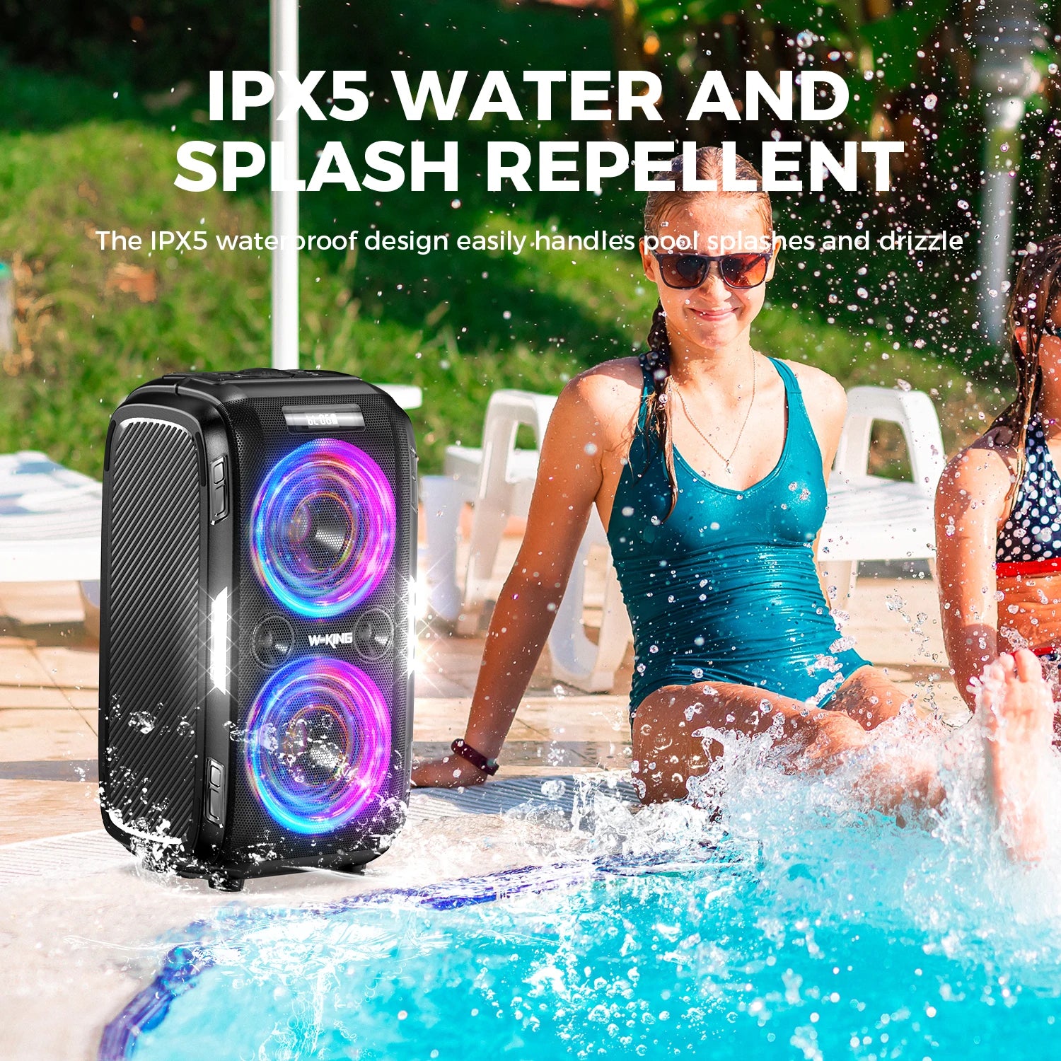 W-KING Altavoz Bluetooth grande PEAK de 250W, el más ruidoso/masif, 120dB/12 graves personalizados, altavoz portátil Boombox de fiesta grande V5.3 inalámbrico