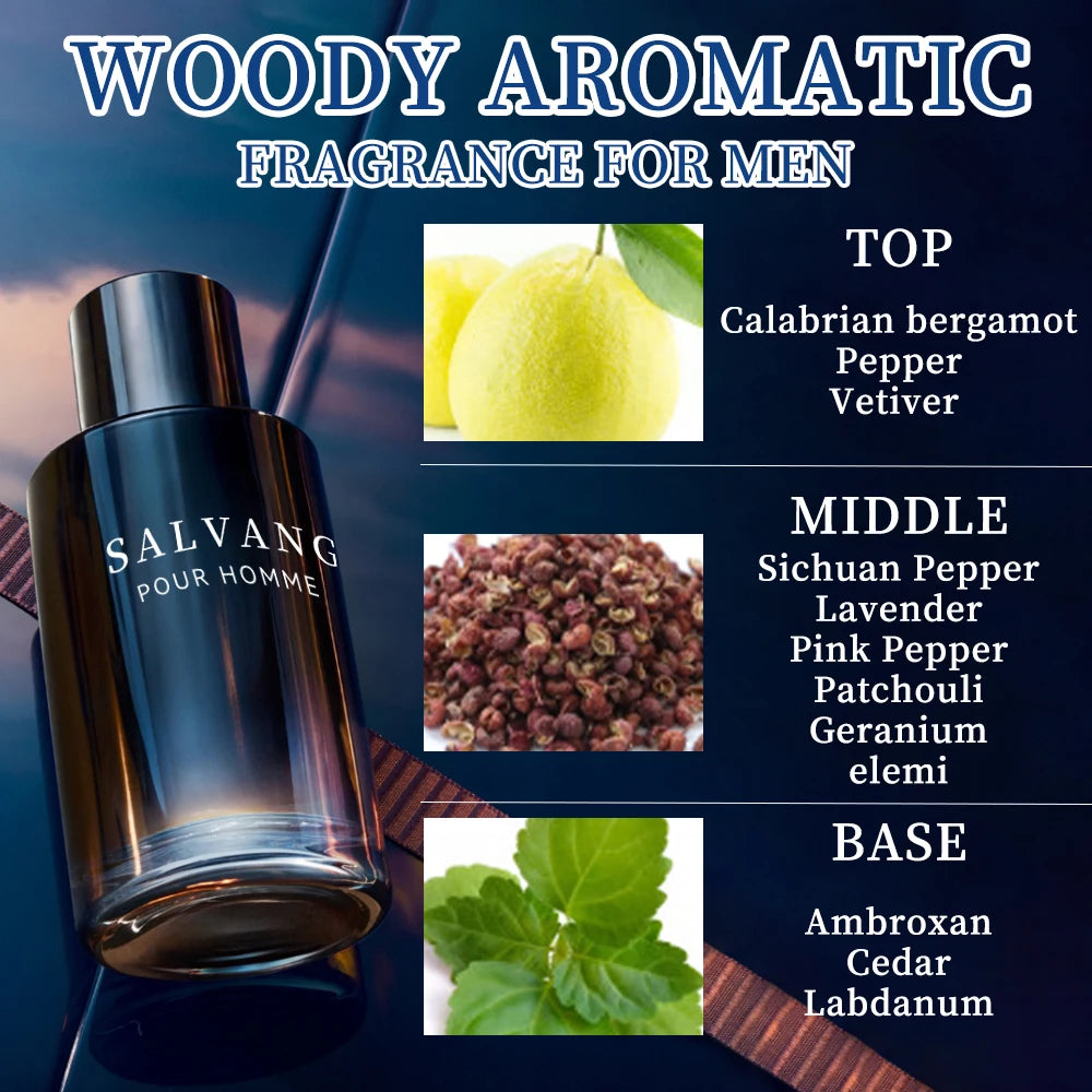 SALVANG Midnight Marine Man Eau De Parfum, 3.4 oz (100 ml). EDP de Larga Duración para Hombre. Haciendo de Él el Regalo Ideal para Caballeros, Perfume para Hombre