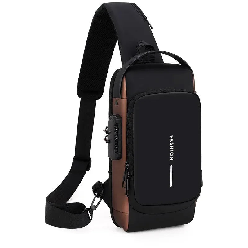 Bolso cruzado de cuero PU para hombre, bandolera clásica antirrobo, bolso de pecho multifuncional, nueva marca de diseñador