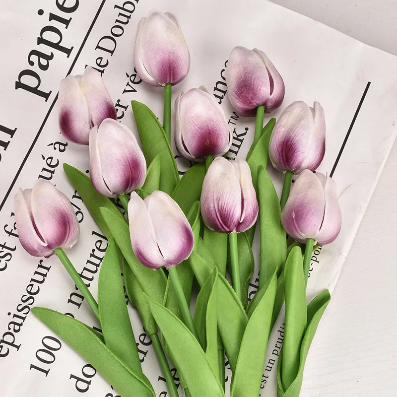 3/5/10/15/20 piezas tulipanes flores artificiales ramo de flores de tacto Real tulipanes flor falsa para decoración del hogar de la boda