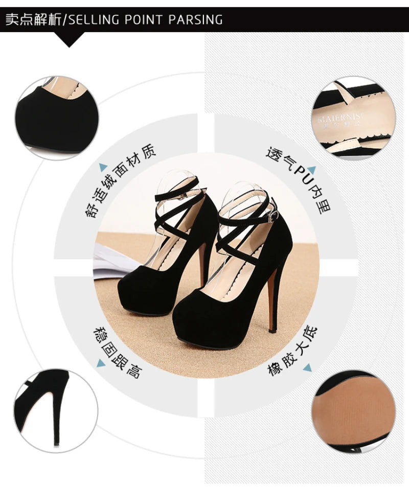 Novedad de verano, moda europea americana, tacones altos con correa en el tobillo para mujer, zapatos de vestir para fiesta y discoteca, cómodos y elegantes