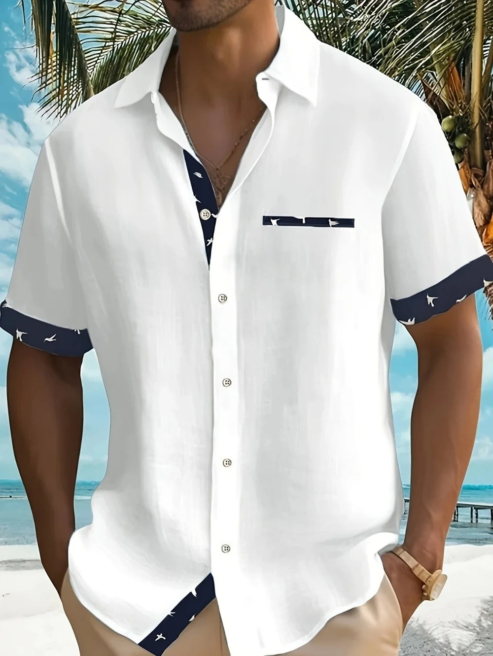 Camisa Ligera con Botones para Hombre, Estampado Retro, Manga Corta, Estilo Casual, Secado Rápido, Ropa Hawaiana para Vacaciones
