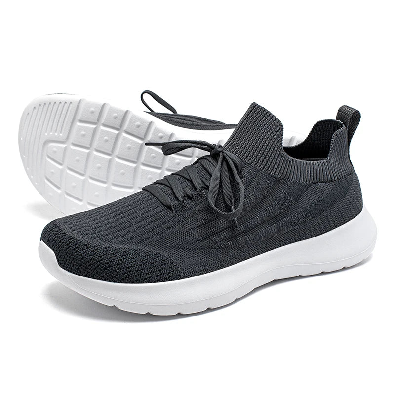 HOBIBEAR Zapatillas de deporte unisex para correr, zapatos para caminar transpirables de malla con punta ancha, zapatillas de senderismo con cordones antideslizantes