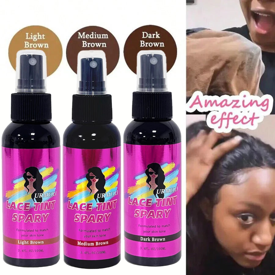 100ML impermeable tinte de encaje Spray corrector Mousse fusión para pelucas cierre de encaje peluquín frontal Control de bordes maquillaje para el cabello