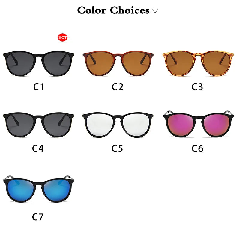 Gafas de sol clásicas con montura metálica populares, gafas de sol redondas para hombres y mujeres, gafas de sol con película reflectante para hombres y mujeres ﻿