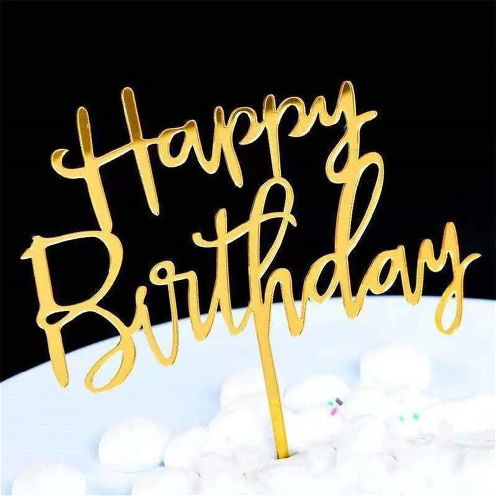 10 Uds. De plástico Gittler, adorno para tarta de feliz cumpleaños, letrero decorativo ostentoso, adorno para tarta de feliz cumpleaños, decoración de postre de cumpleaños para niña