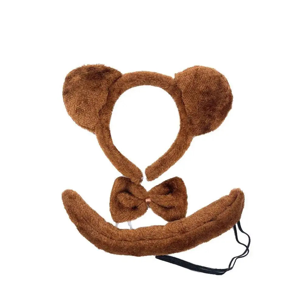 Vestido tutú de oso marrón para niñas, disfraz de Animal de Halloween, traje de Navidad y cumpleaños para niños, ropa para niños con orejas y cola de lazo