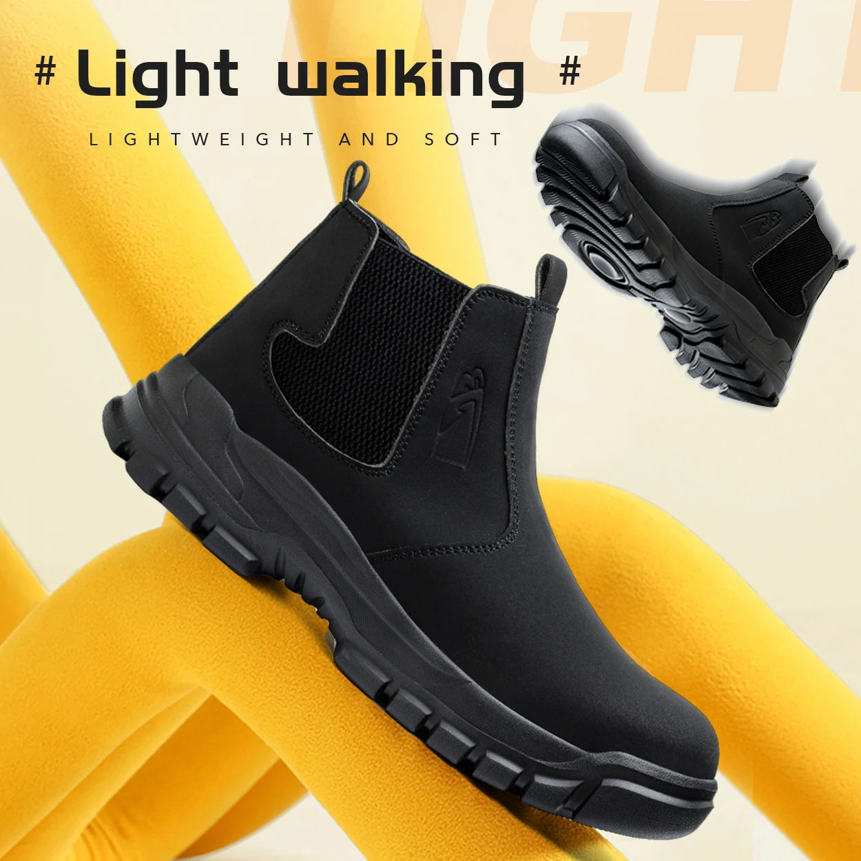 Botas de trabajo de seguridad impermeables para hombre, zapatos con punta de acero, botas tácticas de senderismo y aventura al aire libre, antiimpacto y antipinchazos
